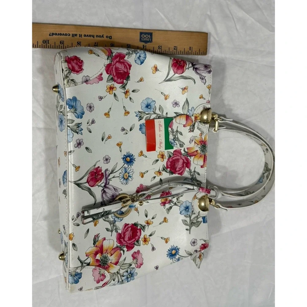 Borse In Pelle Genuine Leather Floral Print  Women's Purse Made‎ In Italy NEW